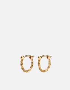 Slim Rope Huggie Earrings, Gold Vermeil