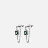Thin Valor Quartz Chain Earrings, Sterling Silver -Online Fashion Accessories 105 0393 color green 01