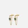 Thin Valor Quartz Chain Earrings, Gold Vermeil -Online Fashion Accessories 105 0394 color green 01