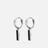 Totem Onyx Huggie Earrings, Sterling Silver 1 Totem Onyx Huggie Earrings, Sterling Silver -Online Fashion Accessories 105 0414 color black 01