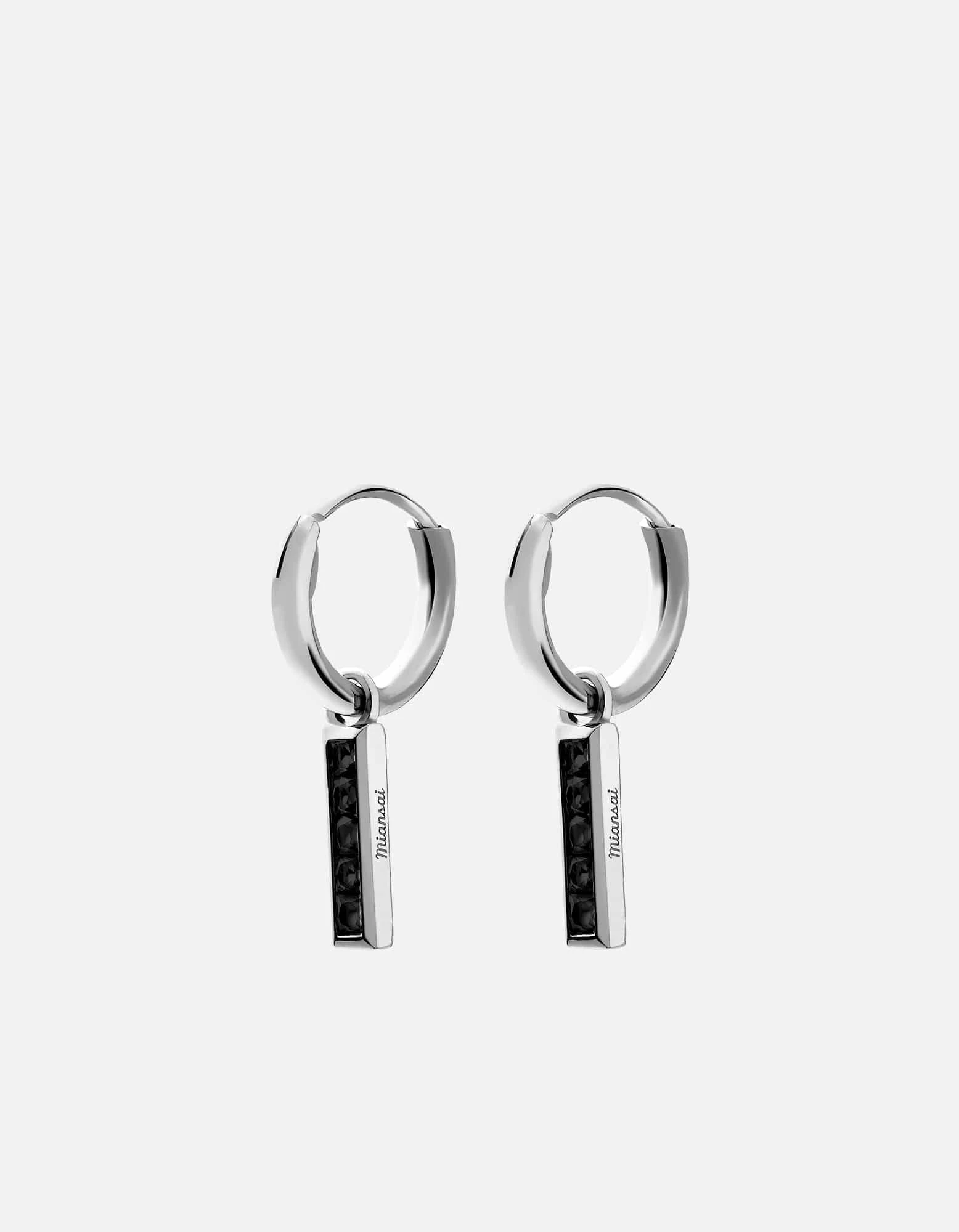 Totem Onyx Huggie Earrings, Sterling Silver 3 Totem Onyx Huggie Earrings, Sterling Silver