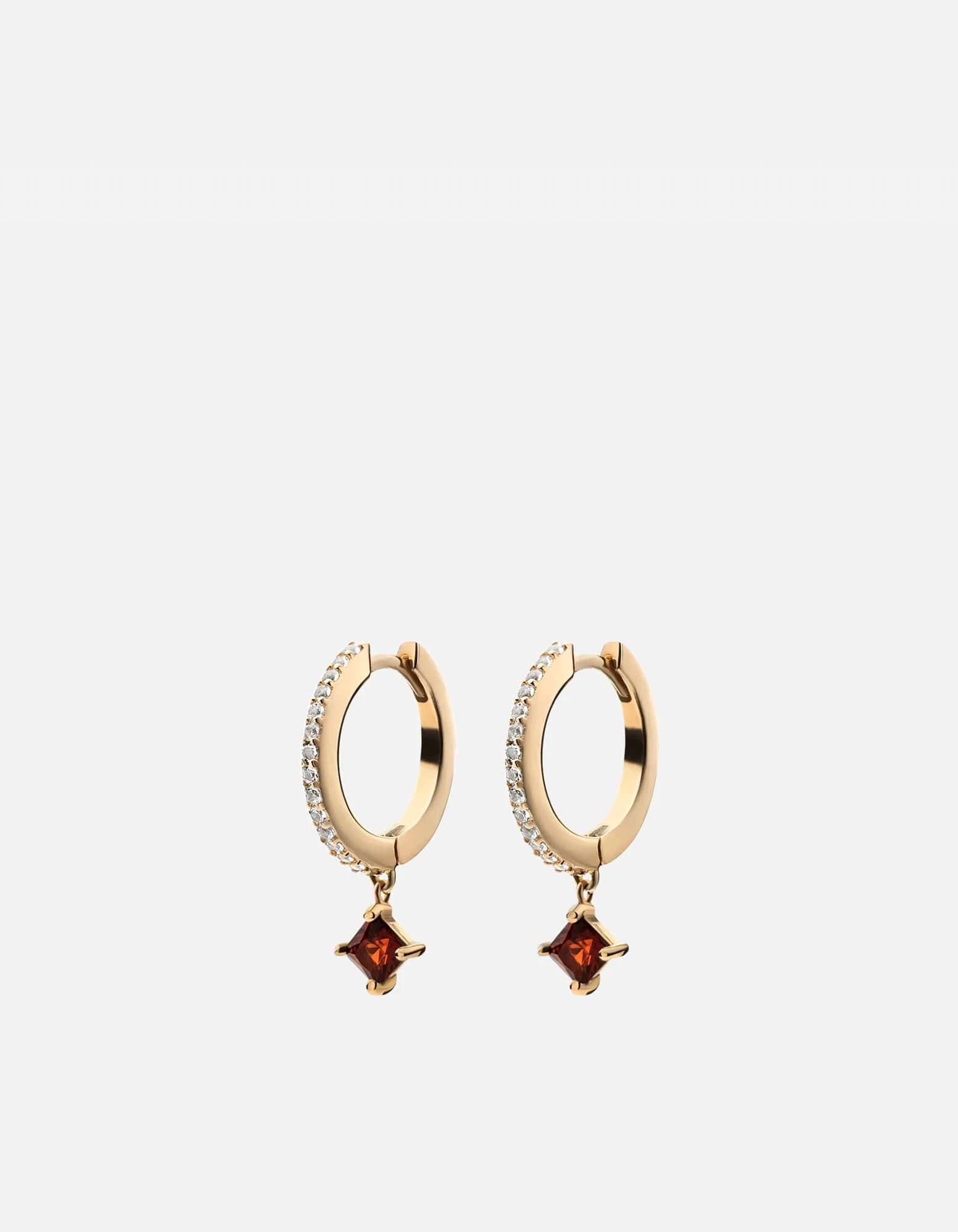 Uma Garnet Earrings, 14k Gold Pavé 3 Uma Garnet Earrings, 14k Gold Pavé