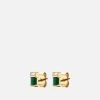 Everett Agate Stud Earrings, Gold Vermeil/Baguette Sapphire -Online Fashion Accessories 105 0497 color green 01