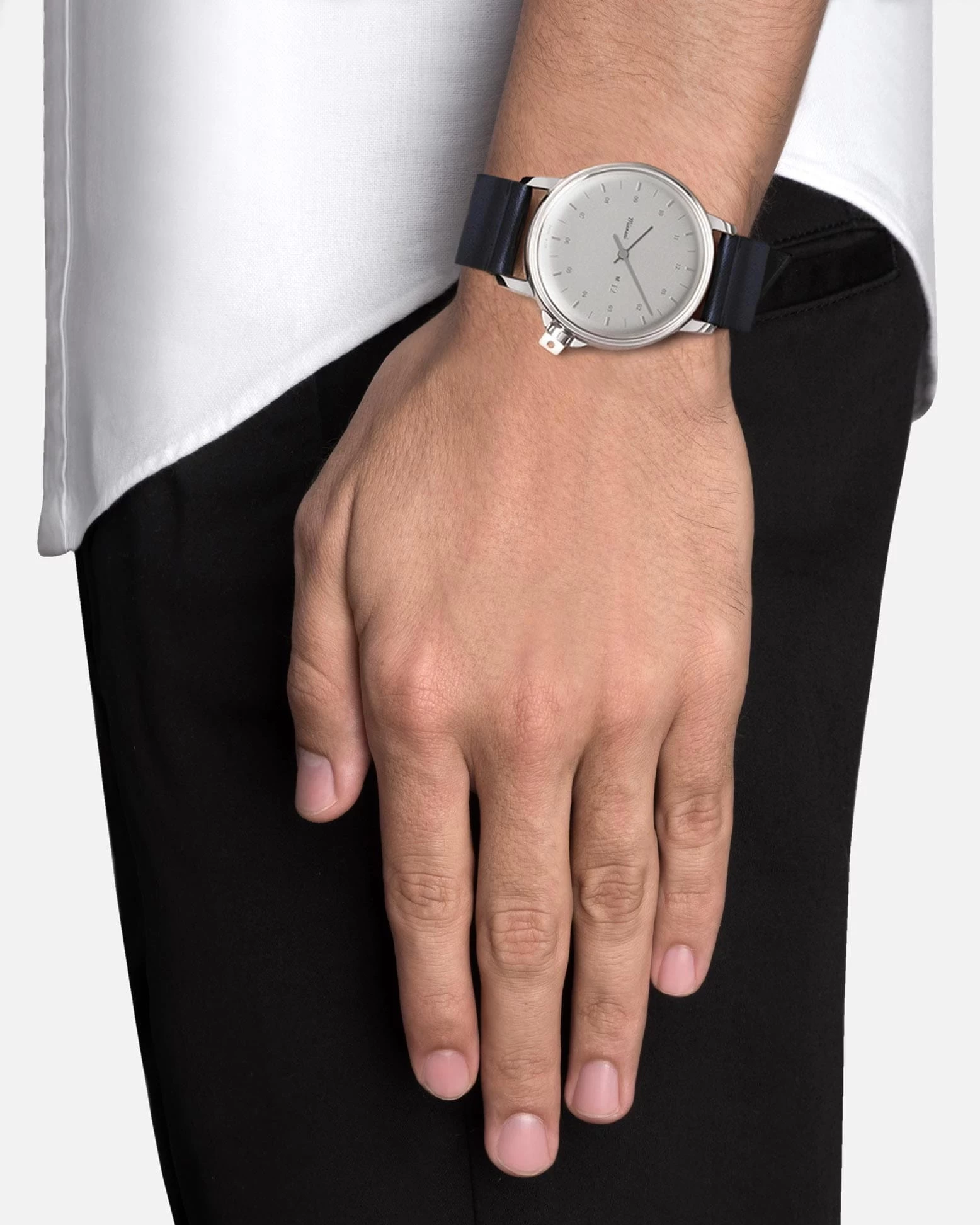 M12 Swiss Silver Navy Blue Leather 5 M12 Swiss Silver Navy Blue Leather - Image 3