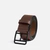 Brown Leather Belt, Noir Buckle