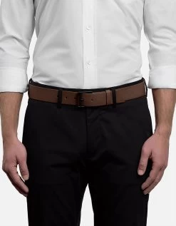 Brown Leather Belt, Noir Buckle 8 Brown Leather Belt, Noir Buckle -Online Fashion Accessories 110 0017 color brown 03