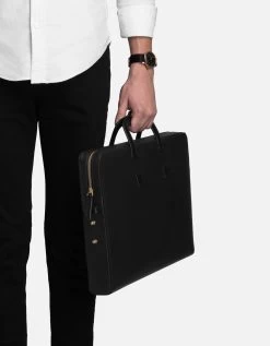 Slim Briefcase, Textured Black -Online Fashion Accessories 120 0021 color black 04