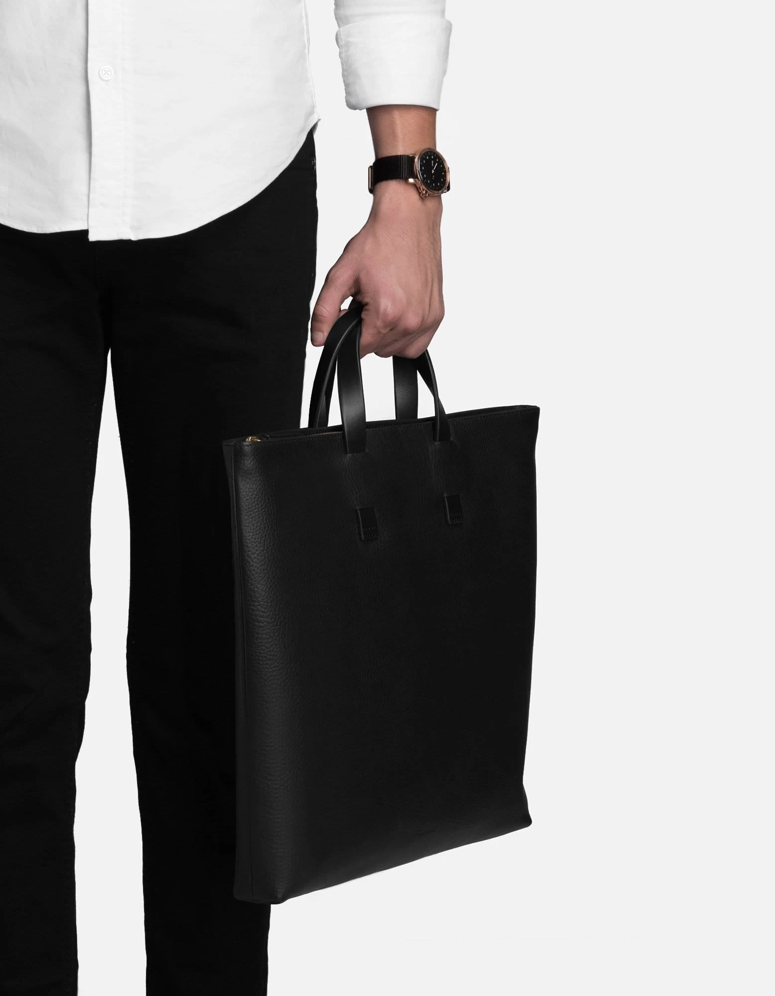Slim Tote, Textured Black 6 Slim Tote, Textured Black - Image 4